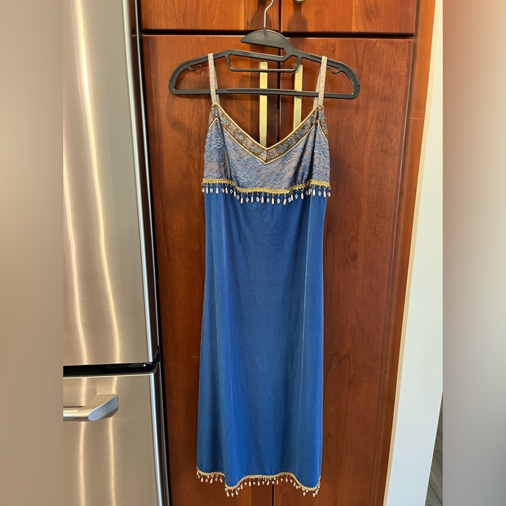 NWT Vintage Betsey Johnson Blue Velvet slip dress